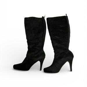 Velvet Heart Black Suede Mid-Calf Stiletto Boots